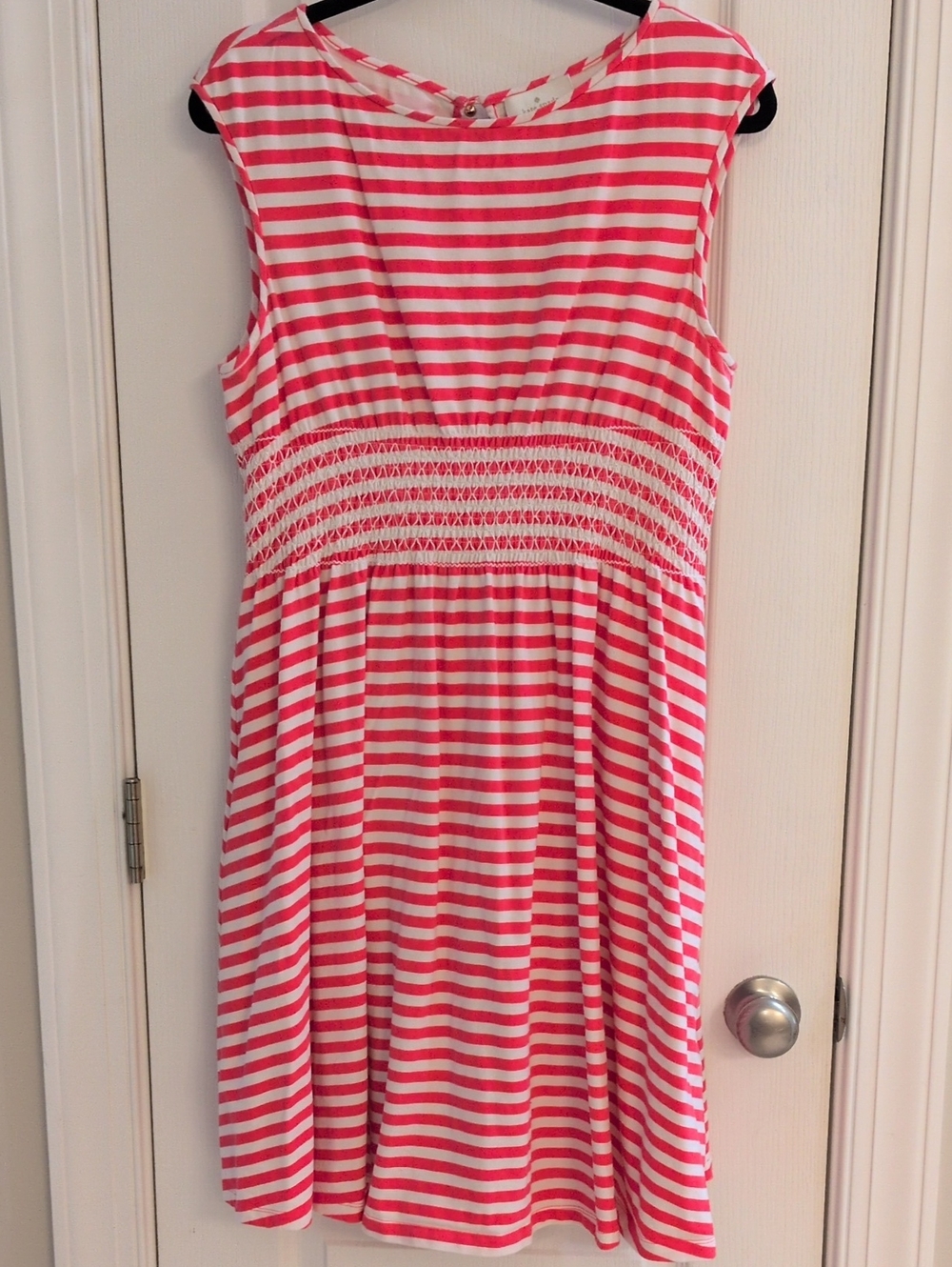 Kate Spade - Empire Waist Pink/Coral and White Striped Dress